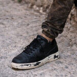 Nike Air Force Low Release Black Marble Leather Lace Up Athletic Shoe Size 10